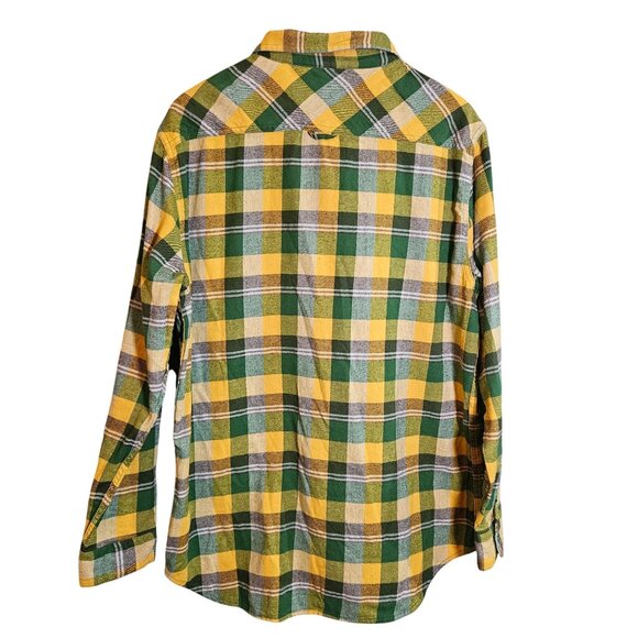 Quiksilver Mens Plaid Flannel Shirt Yellow/Green Long Sleeve Button-Up XL - Picture 2 of 16
